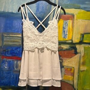 Feager Crochet Bust Top Strappy ivory white top XL